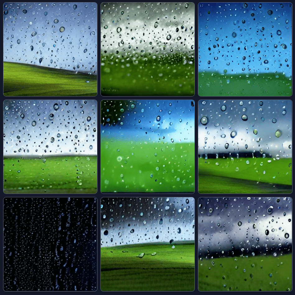 ai image rain windows xp background