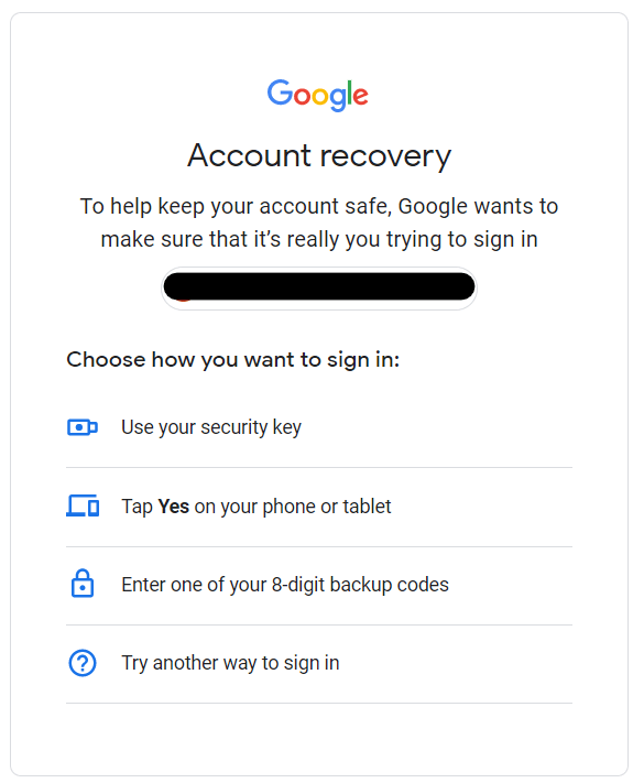 reset google account password recovery options