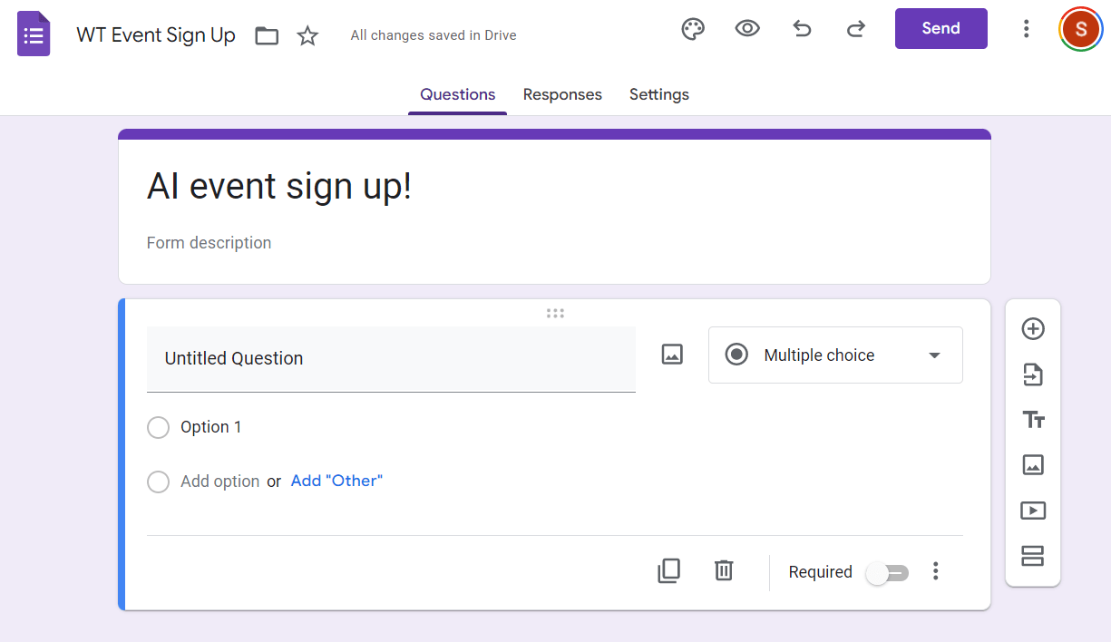 google forms questions screen